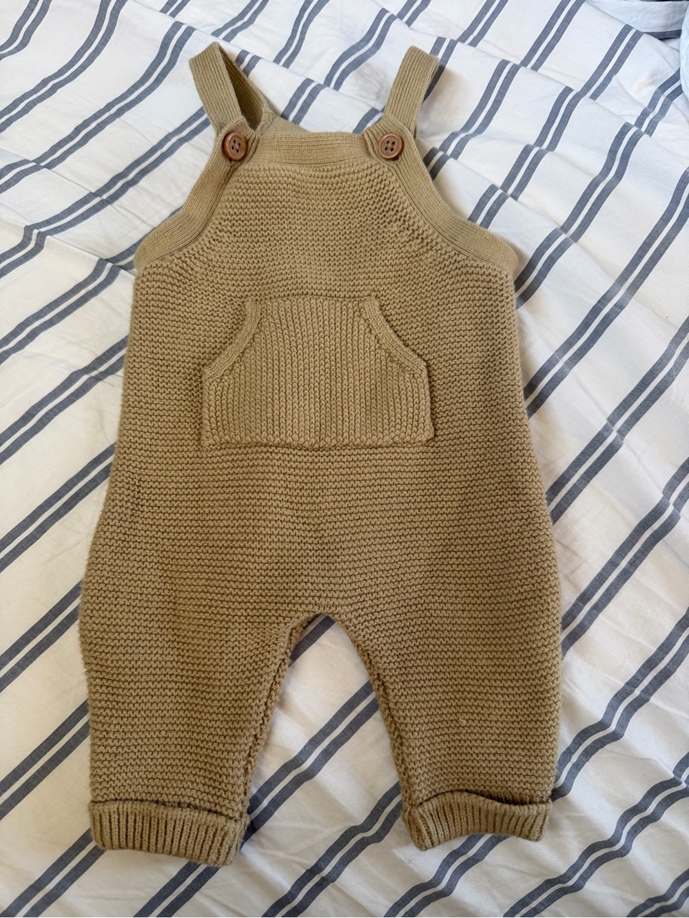 Little Planet by Carter's NB Organic Knit Overalls | Tan Khaki - Picture 2 of 5